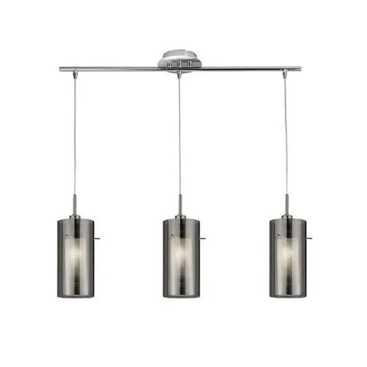 Lampada sospensione Duo 2 vetro/cromo lungo 3 luci