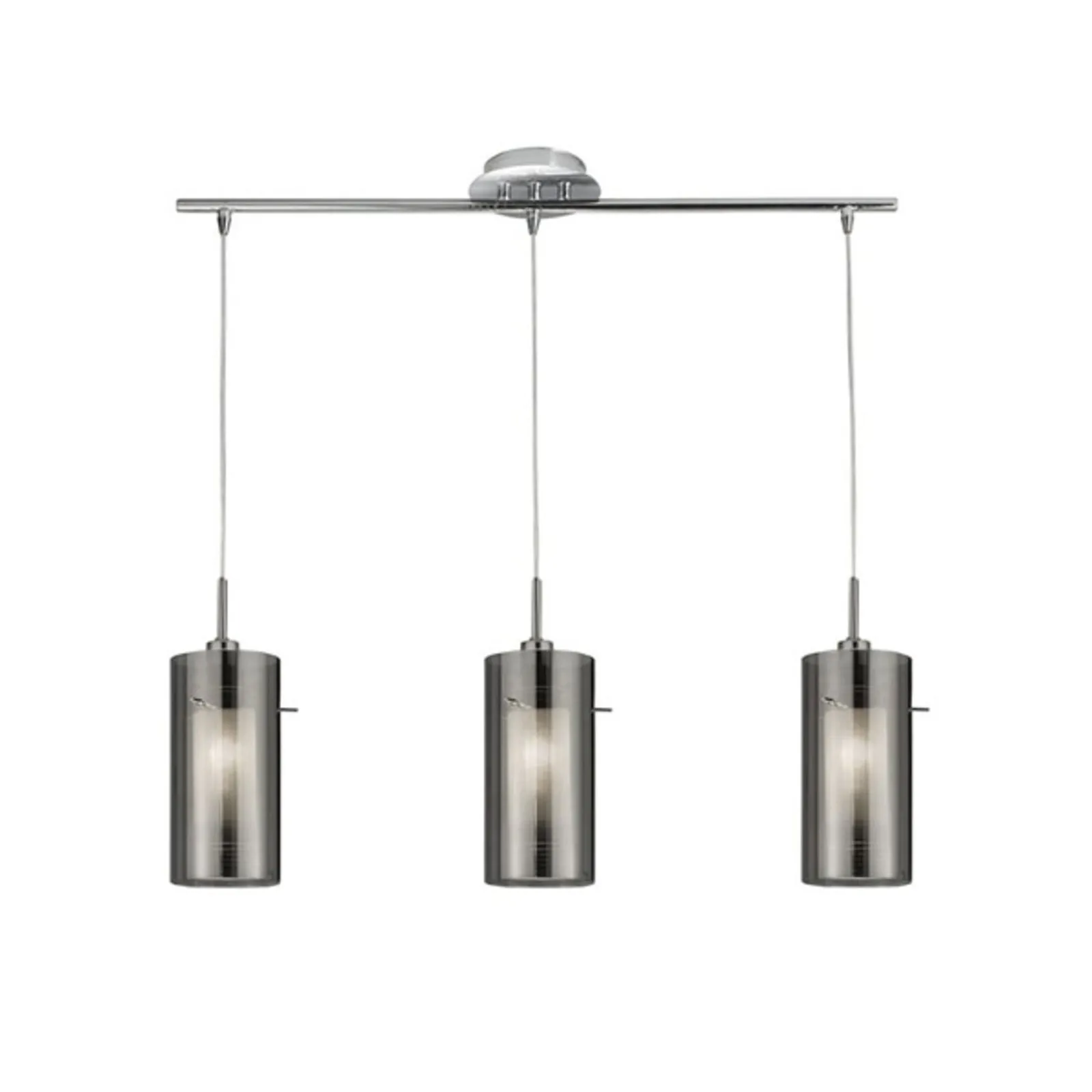 Lampada sospensione Duo 2 vetro/cromo lungo 3 luci