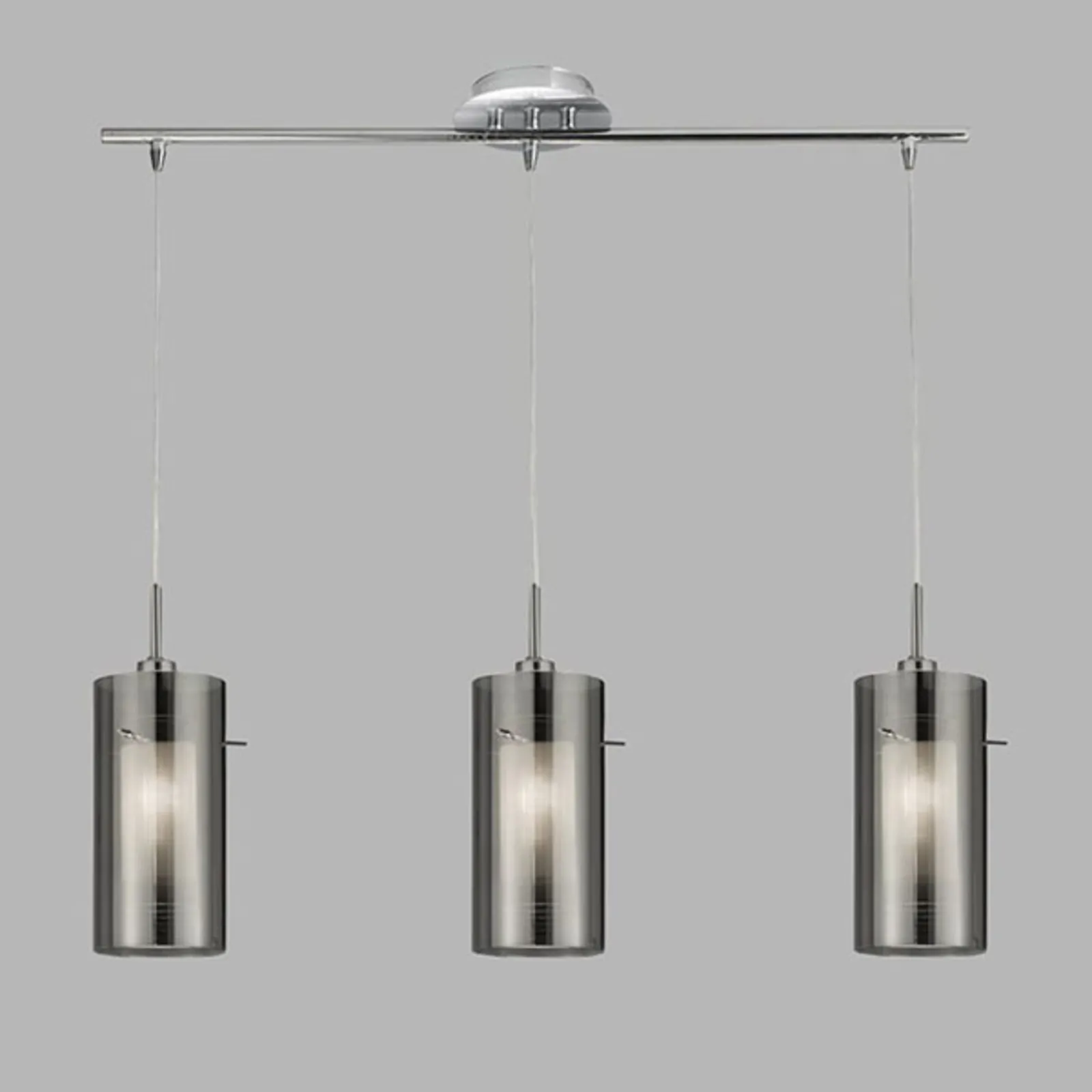 Lampada sospensione Duo 2 vetro/cromo lungo 3 luci